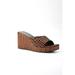 Simon Miller Womens Leather Level Cocoa Croc Wedge Slides Brown Size 35 EUR