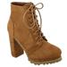 Womens Chunky Heel Platform Lug Sole Lace Up Ankle Combat Bootie (FREE SHIPPING)