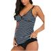 2 Pieces Striped Pregnancy Swimsuit Set Plus Size Maternity Pregnant Women Bathing Suit Bikini Swim Trunks