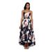 XSCAPE Womens Navy Zippered Floral Spaghetti Strap Sweetheart Neckline Full-Length Hi-Lo Formal Dress Size 6