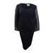 Calvin Klein Women's Embellished Chiffon-Sleeve Dress (2, Black)