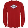 Born and Raised Arkansas State Flag Mens Long Sleeve T Shirt Red MD