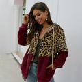 Tomshoo Women Warm Fleeces Hooded Coat Jacket Leopard Zipper Front Pockets Winter Furry Hoodies Casual Overcoat Outwear