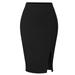 Made by Olivia Women's Stretchy Fitted Front Split Midi Pencil Skirt