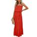 Avamo Women Ruffle Dress Strapless Tank Dress Solid Color Pleated Maxi Dress Casual Loose Summer Dress