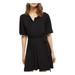 FRENCH CONNECTION Womens Black Tie Short Sleeve With buttons Above The Knee Sheath Dress Size 12