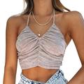 Lizxun Women Summer Crop Tops, Solid Color Halter Neck Backless Tank Tops