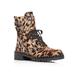 Sam Edelman Women's Calf Hair Jennifer Studded Leopard Print Combat Boots Brown