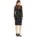 Adrianna Papell Embroidered Sweetheart Neckline Velvet Dress Black/Navy