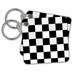 3dRose Checkered Black and White Squares- Art - Key Chains, 2.25 by 2.25-inches, set of 6