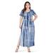 Avamo Women's Plus Size Maxi Sexy Dress Casual Loose Pockets Long Dress Short Sleeve V Neck Tie Dye Sides Split Dress for Beach Vacation