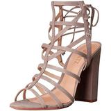 Schutz Loriana Oyster Nude Taupe Caged Strappy Chunky Bock Heel Dress Sandal (8.5)