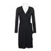 Adrianna Papell V-Neck Long Sleeve Solid Tie Side Rayon Jersey Faux Wrap Dress-BLACK