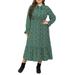 UKAP Women Elegant Dress Plus Size Long Sleeve Maxi Dress with High Waist and Tie Knot Floral Print Casual Loose Chiffon Sundresses