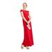 ADRIANNA PAPELL Womens Red Pleated Zippered Short Sleeve Off Shoulder Full-Length Sheath Formal Dress Size 12