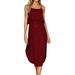 ZXZY Women Pure Color Tank Top Adjustable Straps Scoop Hem Midi Dress