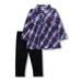Nannette Girls 4-6X Yummy Knit Plaid Fashion Top and Legging with Disco Dot, 2-Piece Outfit Set