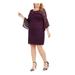 LOVE SQUARED Womens Purple Lace Bell Sleeve Scoop Neck Above The Knee Sheath Cocktail Dress Size 2X