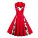 Womens Cut Out Polka Dot Swing Elegent Vintage Sleeveless V-Neck Vintage Casual Cocktail Party 1950 Retro Bridesmaid Dress