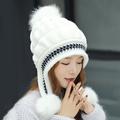 PWFE Winter Beanie Hat for Women Warm Fleece Lined Pom Knit Hat Cute Outdoor Skull Cap