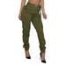 Citgeett Women Casual High Waist Cargo Pants Active Loose Fit Military Multi-Pockets Wild Cargo Pants Trousers