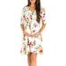 Avamo Women Summer Tunic Dress Short Sleeve V Neck Casual Beach Boho Wrap Dress Floral Polka Dot Lace Up Sundress