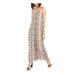 BAR III Womens Pink Printed Spaghetti Strap V Neck Maxi Shift Dress Size 0