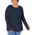 Ideology Womens Plus Crochet Back Long Sleeve Shirts & Tops