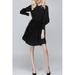 Women Long Sleeve Zipper Back Embroidered Dress