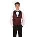 Men's Burgundy Symphony Jacquard Tuxedo Vest with Black Lapel and Black Bow Tie Set