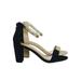 Striking11 by Bamboo, Metallic Textured Ankle Strap On Chunky Block Heel Dress Sandal (Woman)