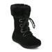 New Girls Faux Suede Lace Up Faux Fur Cuffed Winter Boot - 18069 By Jelly Beans