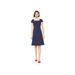 Brand - Lark & Ro Women's Cap Sleeve Square Neck Seamed Fit and Flare Dress, Midnight Blue 2
