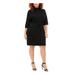 ANNE KLEIN Womens Black Belted 3/4 Sleeve Jewel Neck Above The Knee Sheath Wear To Work Dress Size 0X