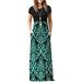 Women's Short Sleeve Plain Maxi Dresses Casual Long Dresses with Pockets