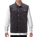 Men's Classic Button Up Casual Cotton Stretch Denim Biker Jean Jacket Vest (Black, XL)