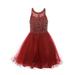 Cinderella Couture Big Girls Burgundy Beaded Tulle Special Occasion Dress