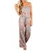 Women's Beach Jumpsuit Elastic Waist Floral Printed Jumpsuits Rompers Casual Playsuit Pants Trouseras withPockets