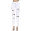 Women's High Waisted Butt Lift Stretch Ripped Skinny Jeans Distressed Denim Pants US 10 White 15