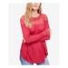 FREE PEOPLE Womens Red Spring Valley Lace Inset Long Sleeve Hi-Lo Top Size: XS