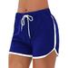 Sexy Dance Women Yoga Shorts Gym Running Jogging Woman Shorts Activewear Elastic Waist Sports Short Pants Drawstring Workout Athletic Sweatpants Blue L(US 10-12)