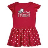 Inktastic Virtual Student Cute Smiling Laptop Toddler Short Sleeve Dress Female Red with Polka Dots 5/6T