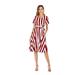 Women's New Round Neck Short Sleeve Striped Lace-up Pocket Swing Dress