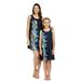 Matching Hawaiian Luau Mother Daughter Round Neck Shift Dresses in Orchid Paradise