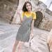 Summer Casual Striped O-neck Short-sleeved Dress Black And White Striped Dresses Casual Elegant Sheath Slim Dress