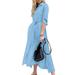 ZANZEA Women Turn-down Collar Long Sleeve Shirt Dress Casual Summer Midi Dress