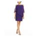 MSK Womens Purple 3/4 Sleeve Square Neck Above The Knee Sheath Evening Dress Size XL