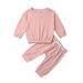 Newborn Baby Boy Girl Solid Colors Tops Leggings 2 Pieces Suit Sweatshirt Set Outfits