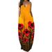 JustVH Women V Neck Sleeveless Floral Long Maxi Dress with Pocket