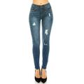 Wax Women's Juniors Mid-Rise Skinny Jegging Jeans w Distressing - 90150